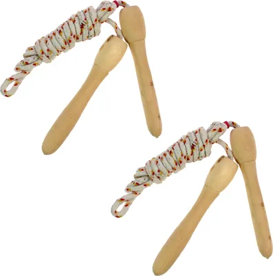 Produktbild von 2er Set Springseil 2m mit Holzgriffen Hüpfseil Sprungseil Für Kinder und Erwachsene Fitness Training Spiel Sprung Seil