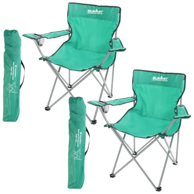 Image de Ensemble de 2 chaises de camping pliables, légères, de couleur verte