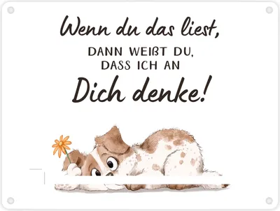 Produktbild von Hund Metallschild in 15x20 cm mit Spruch Ich denke an dich