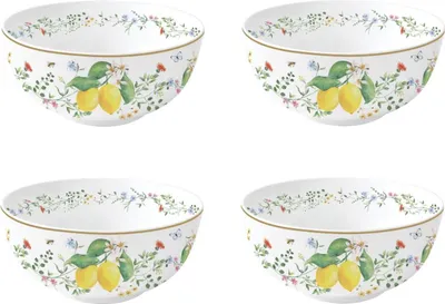 Produktbild von 4er Set Müslischalen FLEURS ET CITRONS Zitronen D. 15cm Porzellan Easy Life