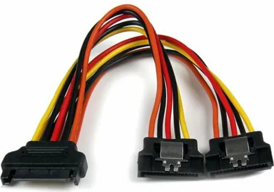 Zdjęcie produktu dla StarTech.com PYO2LSATA, 0,15 m, SATA 15-pin, 2 x SATA 15-pin, Męska, Żeńska, Prosty