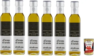Produktbild von Olitalia Olio Condimento a Base di olio extra vergine di oliva all'aroma di tartufo, Extra Natives Olivenöl Trüffelgeschmack 6x 250ml + Italian Gourmet polpa 400g