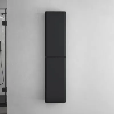 Produktbild von doporro Seitenschrank Badschrank Schmal Hochschrank Badezimmer Hängend Regal BxTxH ca: 35x20x150cm Midischrank in matt schwarz Lucca