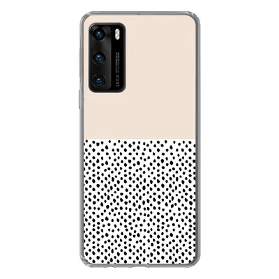 Produktbild von MuchoWow® Handyhülle Schutzhülle Hülle für Huawei P40 Polka dots - Weiß - Schwarz Silikon Softcase Handy Hülle - Handytasche
