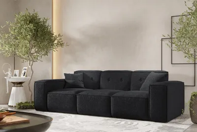 Produktbild von Sofa Designersofa CESINA 3-Sitzer in Stoff Ascot Bukla Schwarz