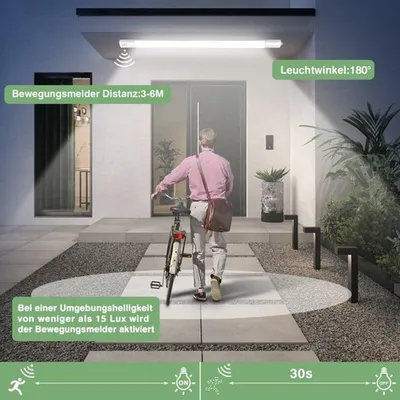 Zdjęcie produktu dla Oświetlenie sufitowe LED z czujnikiem ruchu - 36 W, średnica 120 cm - klasa szczelności IP66 - kolor: biały - przeznaczone do pomieszczeń o podwyższonej wilgotności