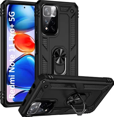 Image de Housse noire pour Xiaomi Redmi Note 11 PRO+ 5G - Redmi Note 11 PRO PLUS 5G - Protection antichoc de style militaire Anneau robuste pivotant à 360° Phonillico®