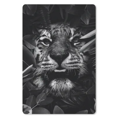 Produktbild von MuchoWow® Mauspad Mousepad Tiger zwischen den Pflanzen - schwarz und weiß 18x27 cm - Mousepads - Maus Mat - Pad - Mausunterlage
