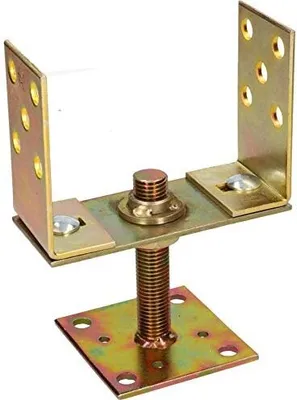 Produktbild von KOTARBAU® U-Pfostenträger Breite 130-160 mm Höhenverstellbar Pfostenträger mit Mutter Bodenhülse Pfosten Aufschrauben Stützenfuß Bodenfuß Verzinkt Gelb