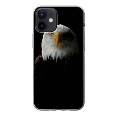 Produktbild von MuchoWow® Handyhülle Schutzhülle Hülle für iPhone 12 Adler - Vogel - Schwarz Silikon Softcase Handy Hülle - Schutzhülle