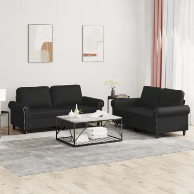 Produktbild von Cloris DesignMöbel 2-tlg. Sofagarnitur mit Kissen Schwarz Kunstleder , Schlafsofas 2024 Neu