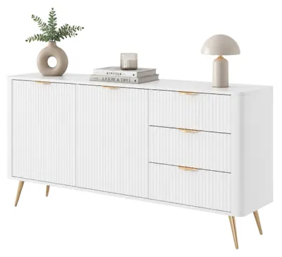 Produktbild von Halilala - Sideboard, 163x38x81h cm Weiß, 3 Schubladen