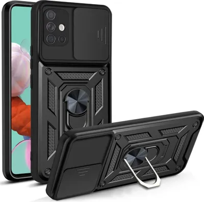 Produktbild von Samsung Galaxy A51 Hülle - Coverup Armor Ring Ständer Back Cover mit Kamera Schutz - Schwarz