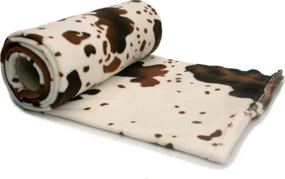 Zdjęcie produktu dla Tkanina polarowa z nadrukiem 250 g/m², brązowy wzór krowy 50 x 160 cm