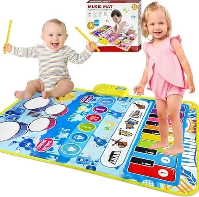 Produktbild von Baby Musikmatte ab 1 Jahr, 3-in-1 Musikmatte Kinder, Klaviermatte Schlagzeugmatte Matte mit 6 Musikinstrumente, Mont