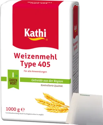 Produktbild von Kathi Weizenmehl Typ 405 mit Getreide aus der Region (1kg Packung) + usy Block