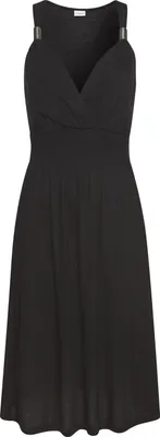 Produktbild von LASCANA Jerseykleid mit verstellbarem Ausschnitt und gesmokter Taille schwarz Größe 42