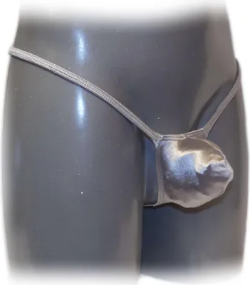 Produktbild von Herren String Tanga Unterhose mit konturiertem Bulge Pouch, Silber, Größe S-M