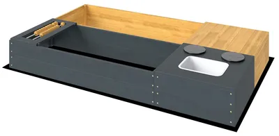 Obrázek produktu pro Dřevěné pískoviště s lavičkou a úložným prostorem, 150x90 cm