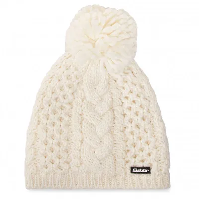 Produktbild von EISBÄR Afra Pompon Strick Mütze mit Zopfmuster und Bommel weiss