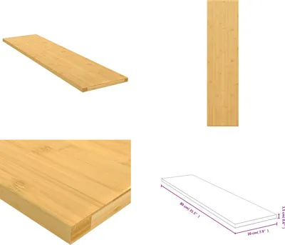 Obrázek produktu pro vidaXL Nástěnná police 80x20x1,5 cm bambus - Nástěnná police - Úložné police - Plovoucí police