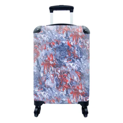 Produktbild von MuchoWow® Koffer Handgepäck Trolley Rollkoffer Kleine Reisekoffer mit 4 Rollen - Blau - Rot - Marmor - Muster - Cabin Size < 55x40x23 cm & 55x40x20 cm - Fotokoffer - Kabinenkoffer - Boardgepäck - Reise-Box - Reisekoffer - Reisegepäck - Koffer mit Bild - Trolley für Kinder