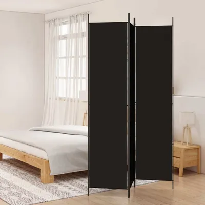 Produktbild von vidaXL 3 tlg. Paravent Schwarz 150x220 cm Stoff - Raumteiler - Paravent - Raumtrenner - Trennwand