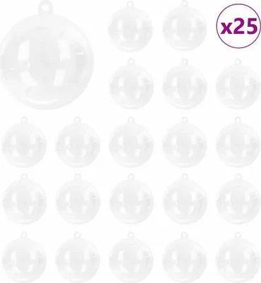 Obrázok produktu pre vidaXL Vianočná sada ozdôb 25 ks priehľadná Ø 8 cm plast