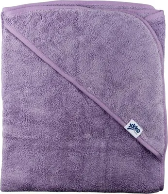 Zdjęcie produktu dla XKKO OrganicBawełniany ręcznik frotte z kapturem, 90x90 - Lawendowa Aura