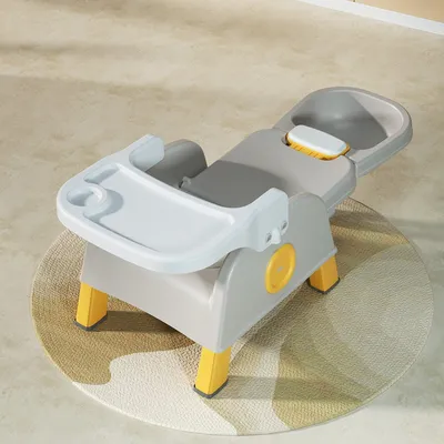 Imagen del producto de Silla plegable multifuncional para bebés, que sirve como asiento y como trona: cómoda, versátil y que ahorra espacio, color gris