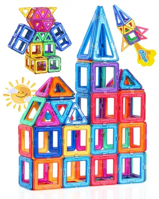 Produktbild von Theefun 60 Teile Magnetische Bausteine, Magnetbausteine Magnetspiel Magnete Kinder 3D STEM Montessori Lernspielzeug für Jungen & Mädchen 3–8 Jahre Weihnachtsgeschenke & Geburtstagsgeschenk
