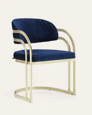 Productafbeelding van Eetkamerstoel, blauw, goud, roestvrij staal, uniek, fauteuil, stoelen