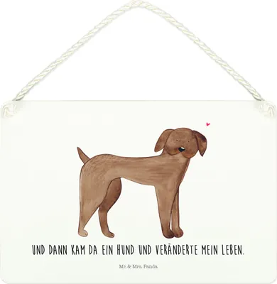 Produktbild von Mr. & Mrs. Panda Schild Hund Dogge DIN A4 - Weiß - Geschenk, kleine aufmerksamkeit, Deutsche, Türschild, Holzschild, Hunde, holzbild, Süß, Herz, Sprüche, Wandbild Holz
