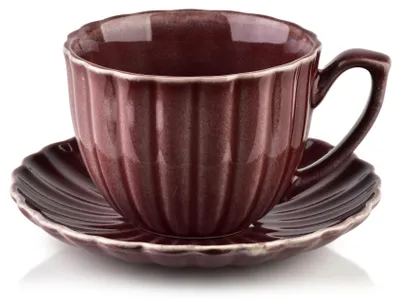 Productafbeelding van Evie Burgundy, kop en schotel, 300 ml