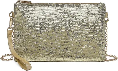 Produktbild von Miss Lulu Damen Pailletten Clutch Tasche mit goldener Kette