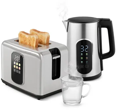 Produktbild von HOMCOM Wasserkocher Toaster Set mit 2200 W 1,5 L Wasserkocher 2 Scheiben Toaster