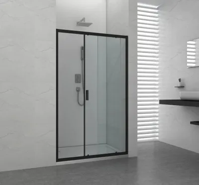 Produktbild von Elite Schiebetür Schwarz 118-122x195cm mit Soft Close, 8mm ESG-Sicherheitsglas