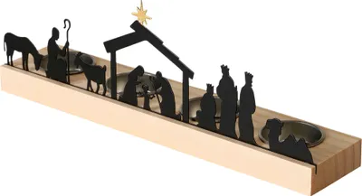 Immagine prodotto di 3.06 Portacandele KRIPPE - circa 28,5 cm - Portacandele con figure del presepe in natura / nero