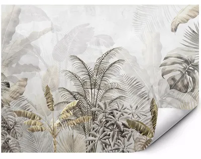 Immagine prodotto di Fotomurale Foglie Di Palma E Monstera Tropicali Nei Toni Beige Elegante Giungla Glamour Motivo Botanico Naturale 150x105 cm