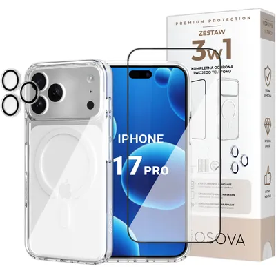Imagen del producto de Funda para iPhone 17 Pro compatible con MagSafe de Osova + cristal protector 5D + cristal para la cámara – Set 3 en 1