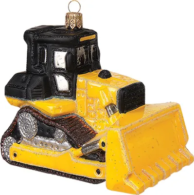 Produktbild von Christbaumschmuck Glas Bulldozer 11cm gelb / schwarz