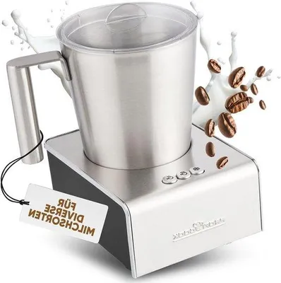 Zdjęcie produktu dla Srebrny spieniacz do mleka o mocy 600 W, pojemności 500 ml i 6 funkcjach.