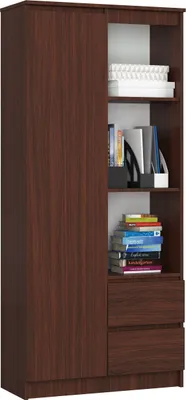 Produktbild von Büroregal AKORD R11 mit verschließbaren Tür Wenge Tür B80 x H180 x T35 cm