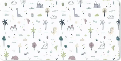 Produktbild von MuchoWow® Mauspad Mousepad Dinosaurier - Bäume - Muster 60x30 cm - Mousepads - Maus Mat - Pad - Mausunterlage - Nachhaltig