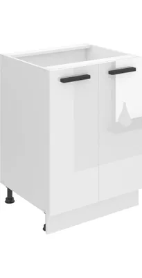 Produktbild von Belini Unterschrank Küche, Küchenunterschrank 60 cm Breite. SD2 Küchenunterschrank ohne Arbeitsplatte. Küchenschrank mit 2 Türen, Weiß Hochglanz