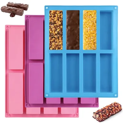 Image de Moules en silicone rectangulaires pour barres de céréales, lot de 24, sans BPA, antiadhésives