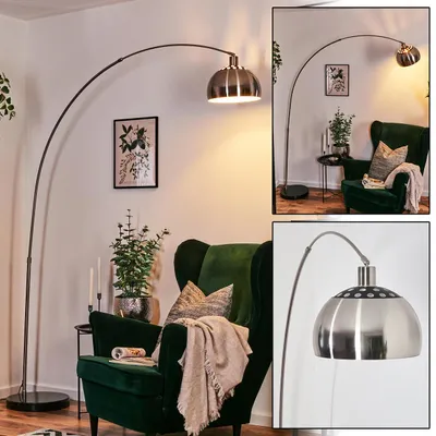 Produktbild von Gavirate Stehlampe aus Metall mit Marmorfuß in Schwarz/Nickel-matt/Weiß