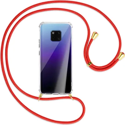 Produktbild von Handykette Backcover-Schutzhülle mit Band (Metall goldfarben) für Huawei Mate 20 Pro - rot
