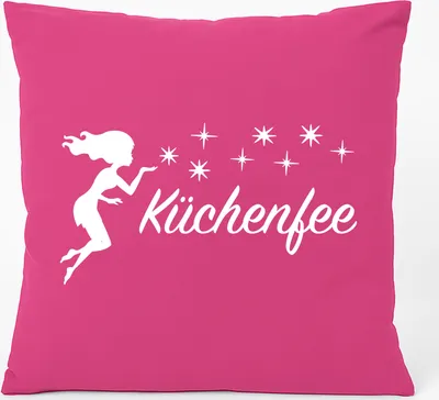 Produktbild von Huuraa Kissen Küchenfee Sternenstaub 40x40cm mit Füllung Fuchsia Baumwolle Dekokissen Geschenkidee