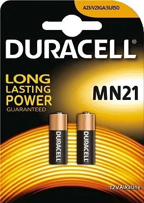 A package of Duracell MN21 batteries.